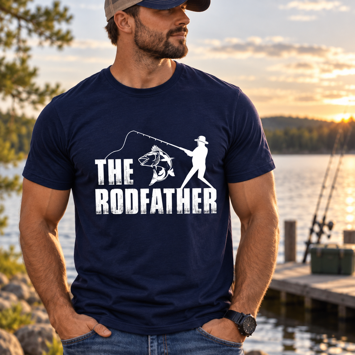 The Rodfather Fishing T-Shirt – Funny Gift for Anglers & Fishing Dads