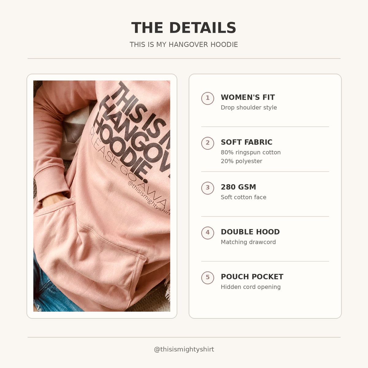 AWDis women's College Hoodie fabric, fit and construction details