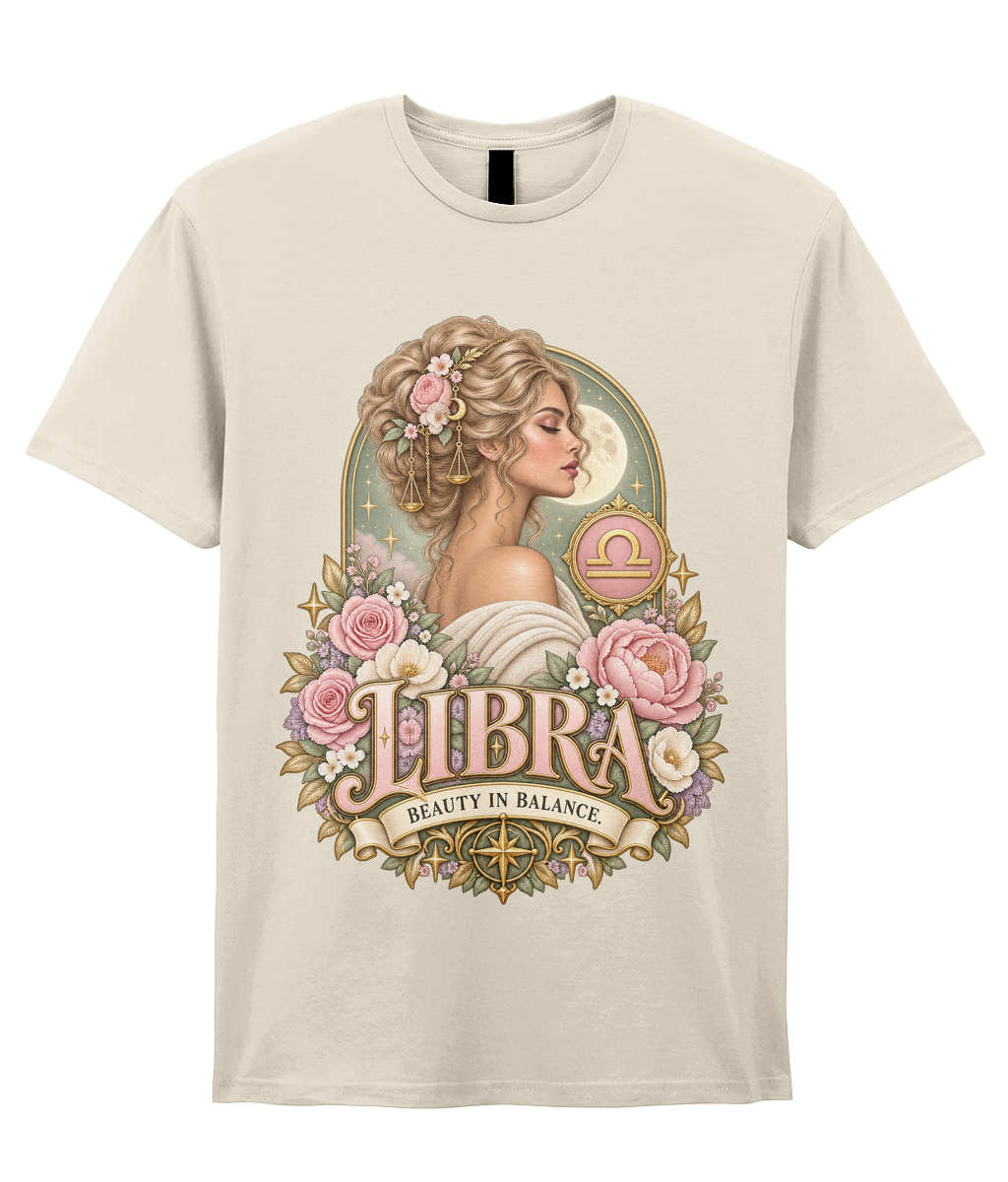 Libra Beauty in Balance Women's T-Shirt – Pink in Natural – front view