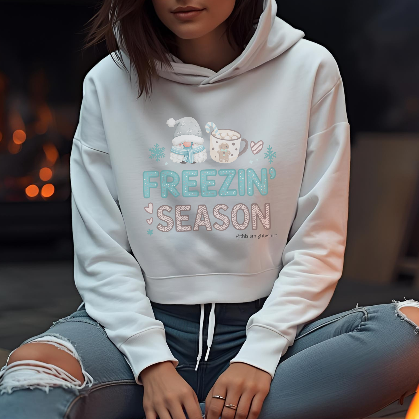 Women's FREEZIN' Season Cropped Oversized Hoodie
