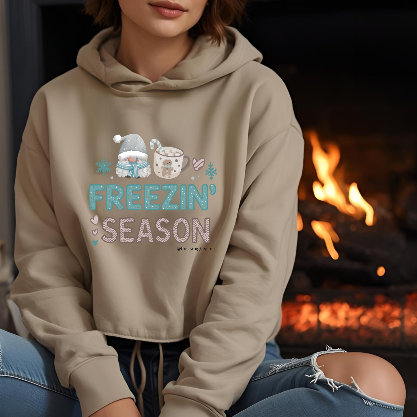 Women's FREEZIN' Season Cropped Oversized Hoodie