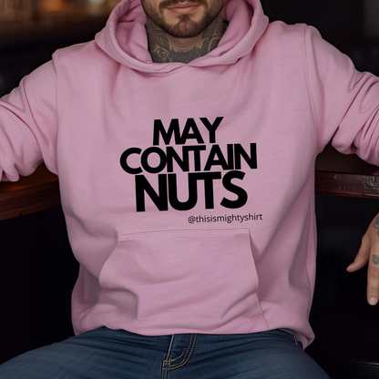 May Contain Nuts Men's College Hoodie – Funny Slogan Gift for Him