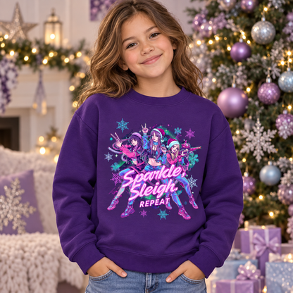 Sparkle, Sleigh, Repeat Kids’ Christmas Sweatshirt – Cute Festive Gift