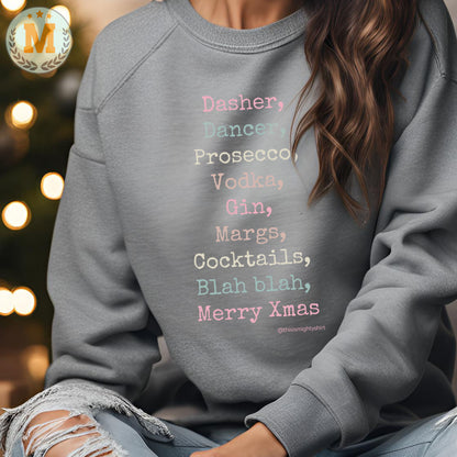 Christmas Reindeer Drinking Jumper – Funny Women's Festive Sweatshirt