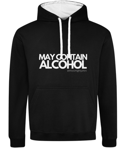 Maycontainalcohol black Varsity hoodie - white internal hood