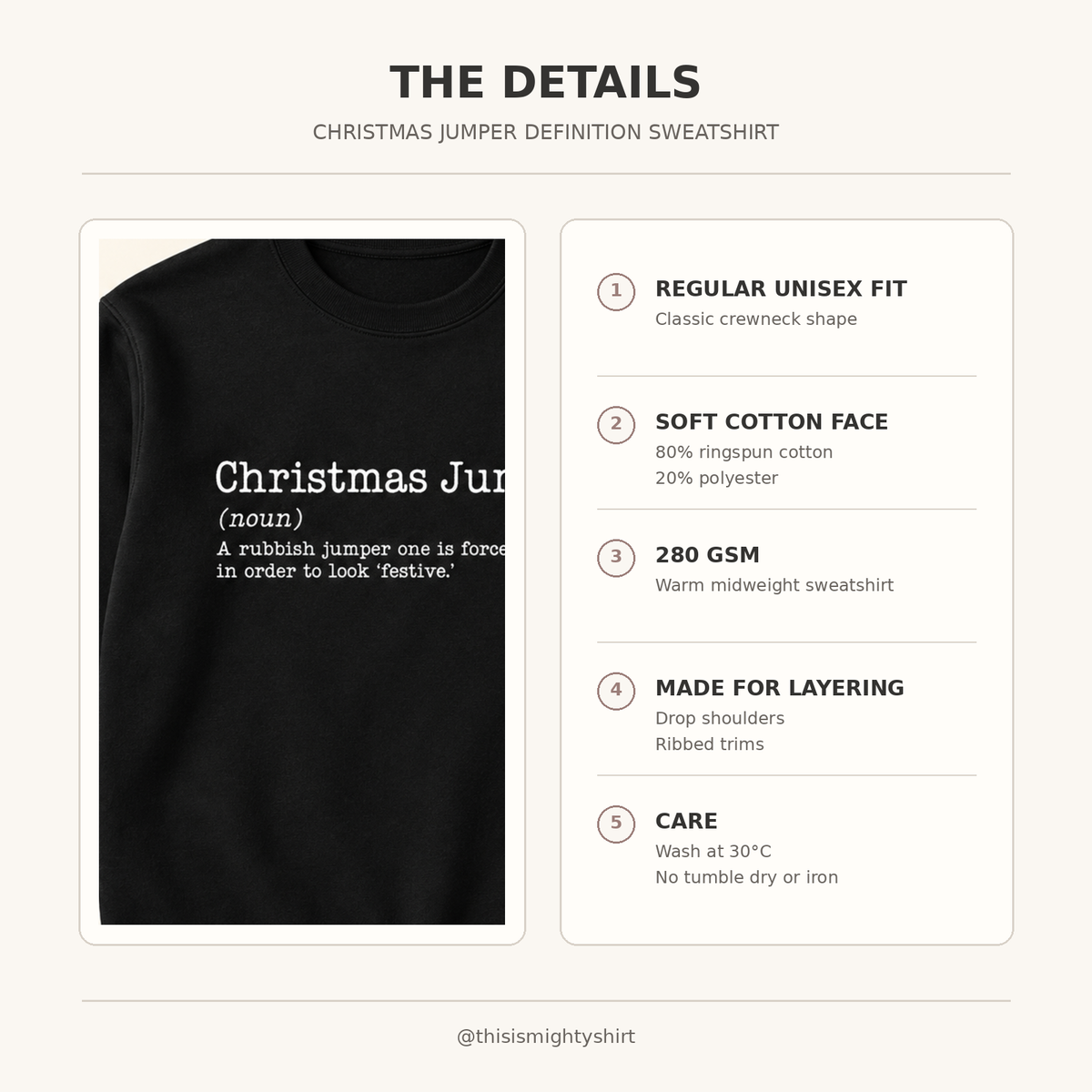 Christmas Jumper definition sweatshirt fabric, fit, features and care guide