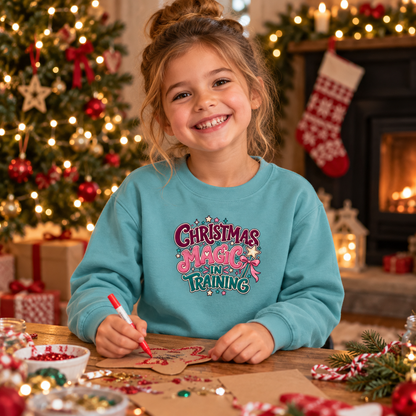 Christmas Magic in Training in Seafoam – festive lifestyle photo
