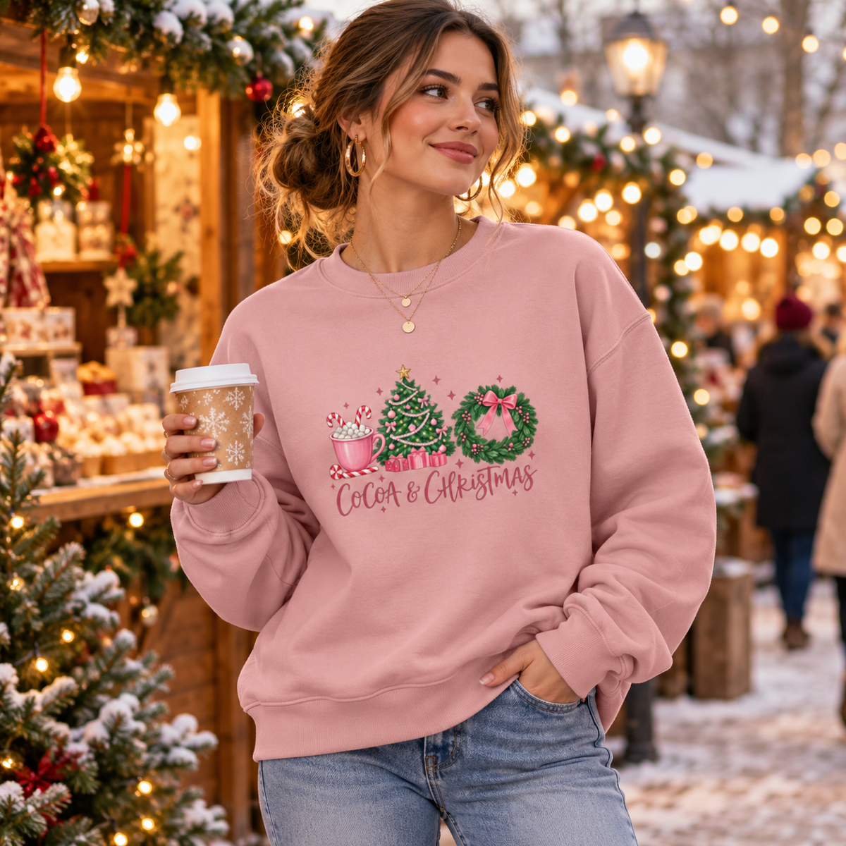 Cocoa and Christmas in Dusty Pink – festive lifestyle photo