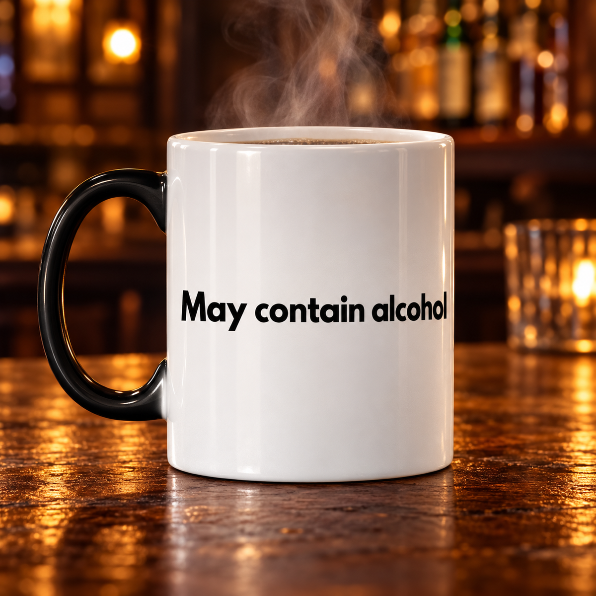 Colour-changing May Contain Alcohol mug in hot revealed state