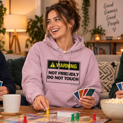 DO NOT TOUCH Unisex College Hoodie – Funny Warning Slogan Gift, lifestyle view 8
