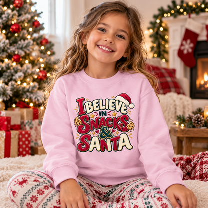 I Believe in Santa and Snacks in Baby Pink – festive lifestyle photo
