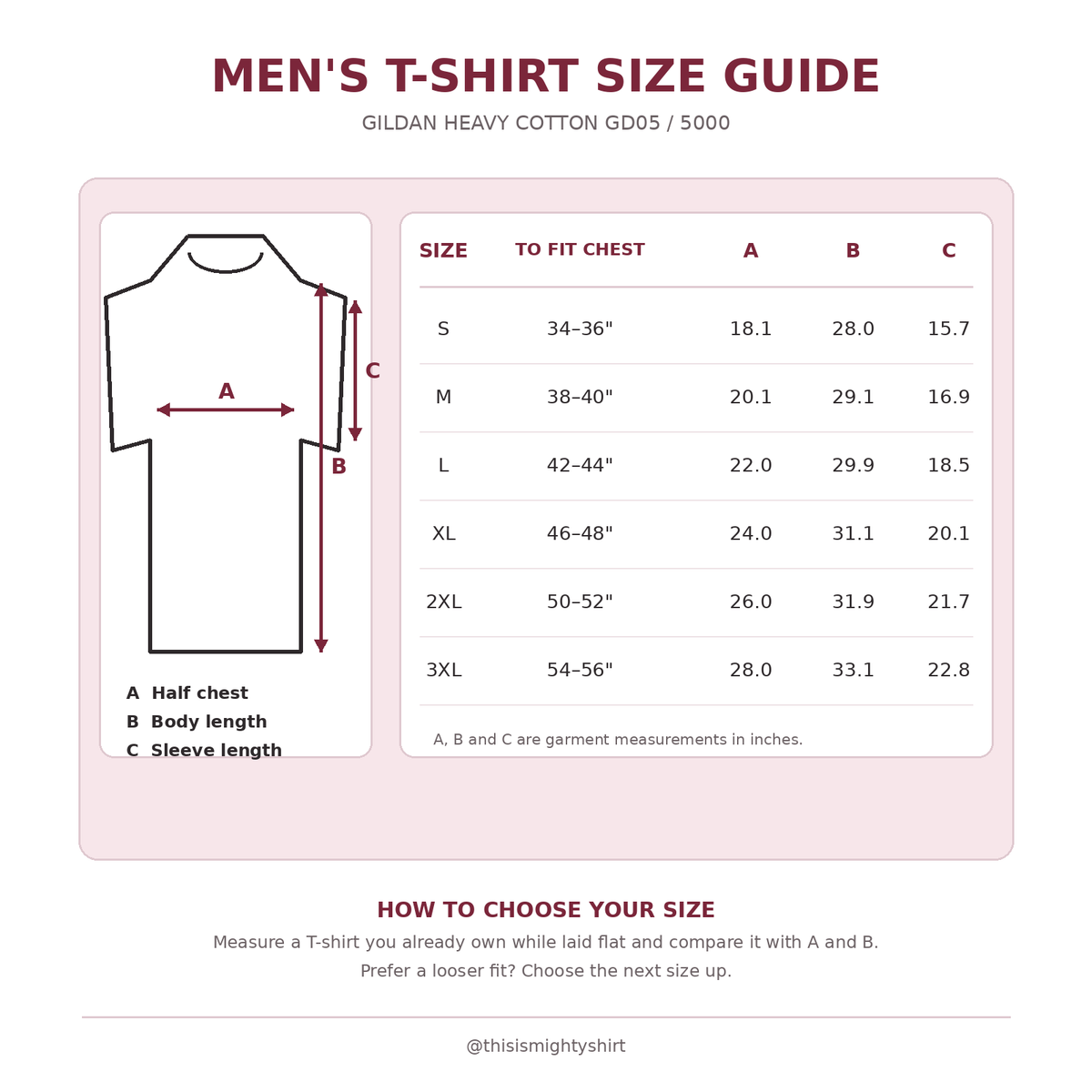 Men's T-shirt size guide