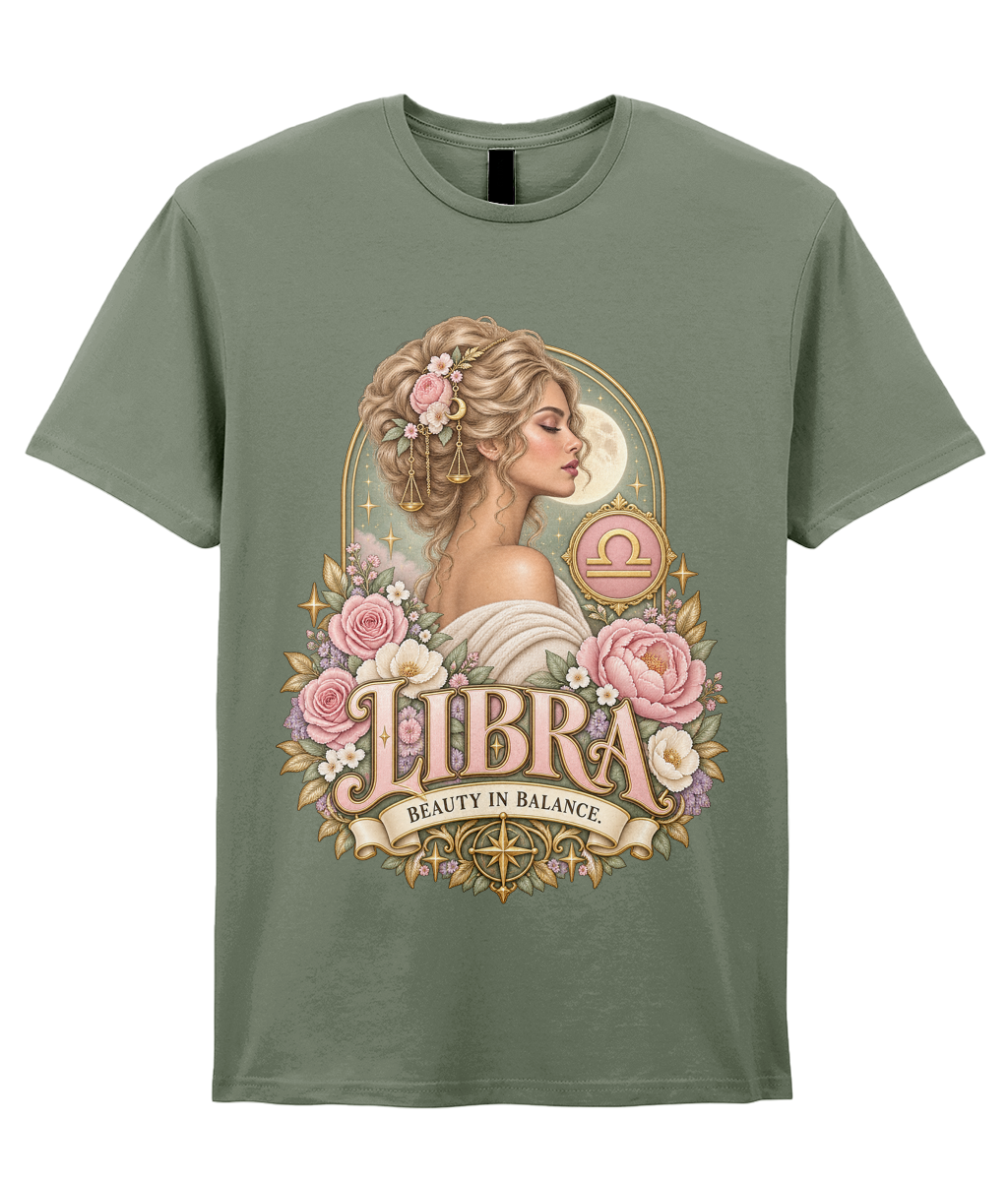 Libra Beauty in Balance Women's T-Shirt – Pink in Sage – front view