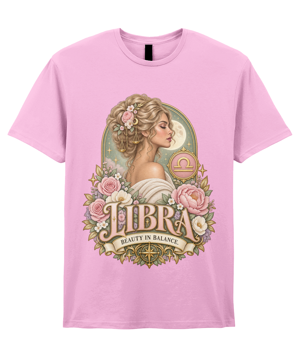 Libra Beauty in Balance Women's T-Shirt – Pink in Light Pink – front view