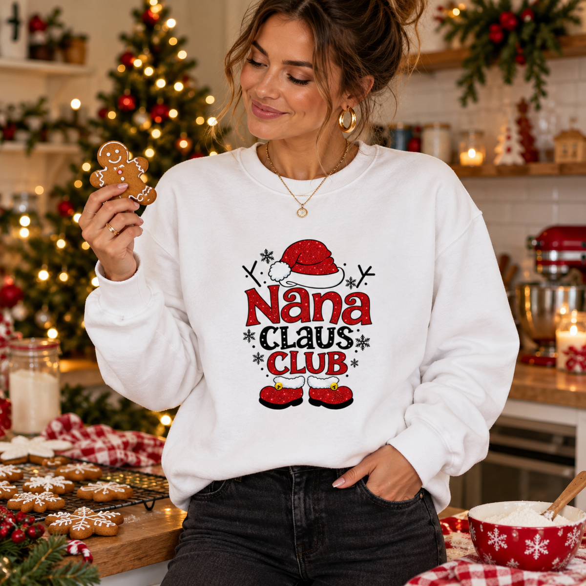Nana Claus Club in Arctic White – festive lifestyle photo