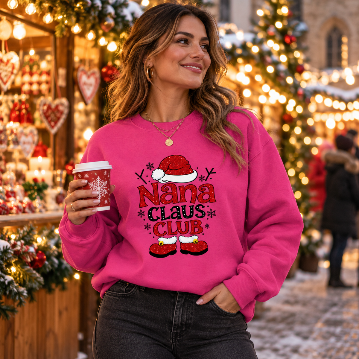 Nana Claus Club in Festival Fuchsia – festive lifestyle photo