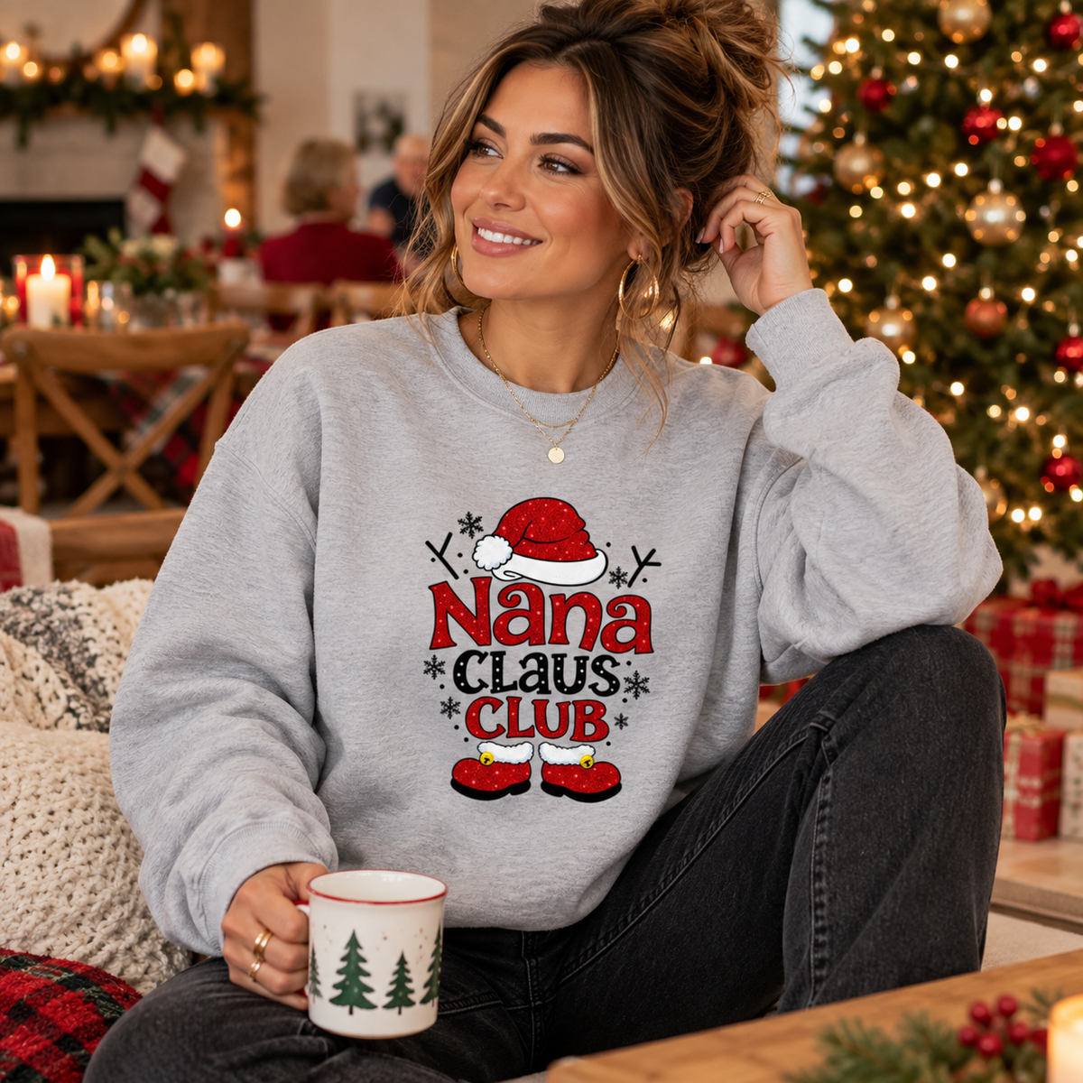 Nana Claus Club in Heather Grey – festive lifestyle photo