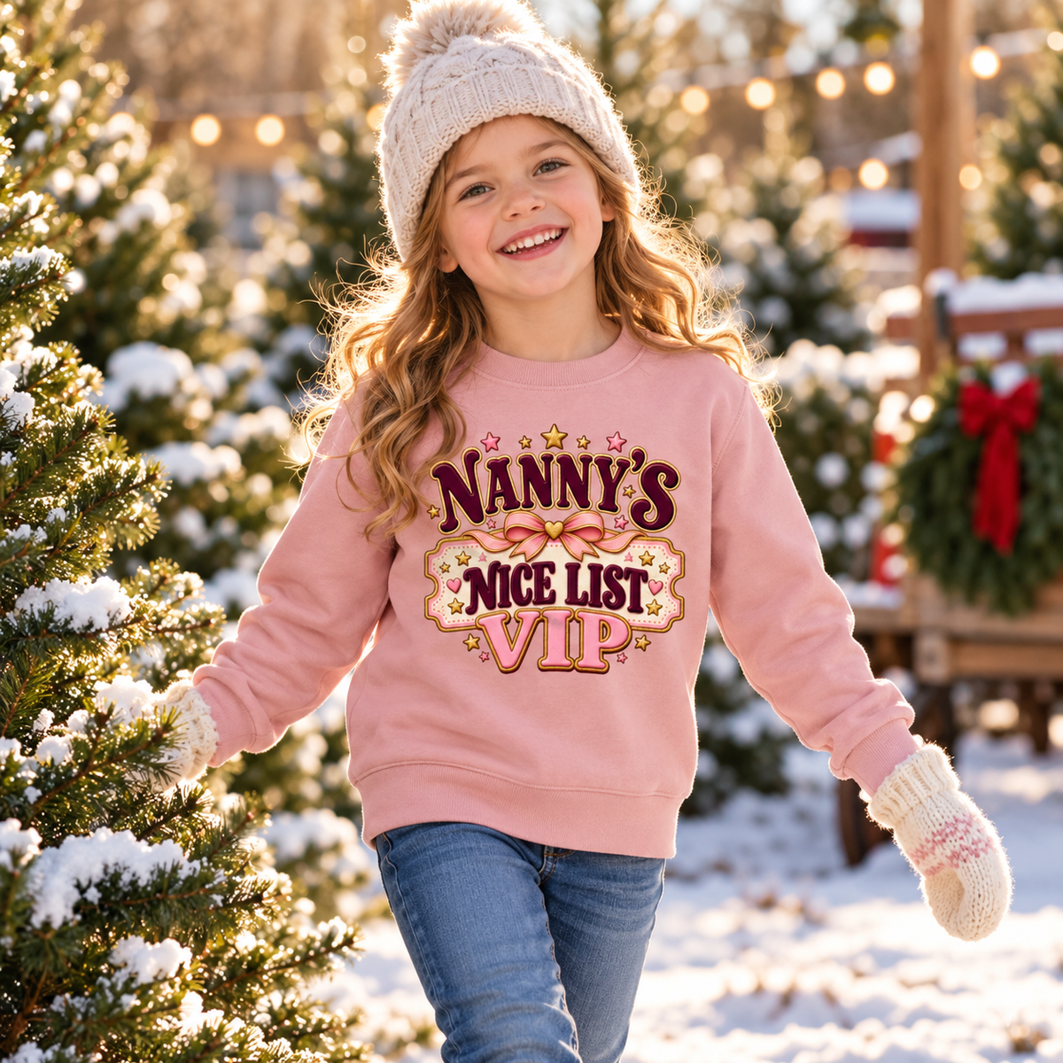 Nannys Nice List VIP in Dusty Pink – festive lifestyle photo