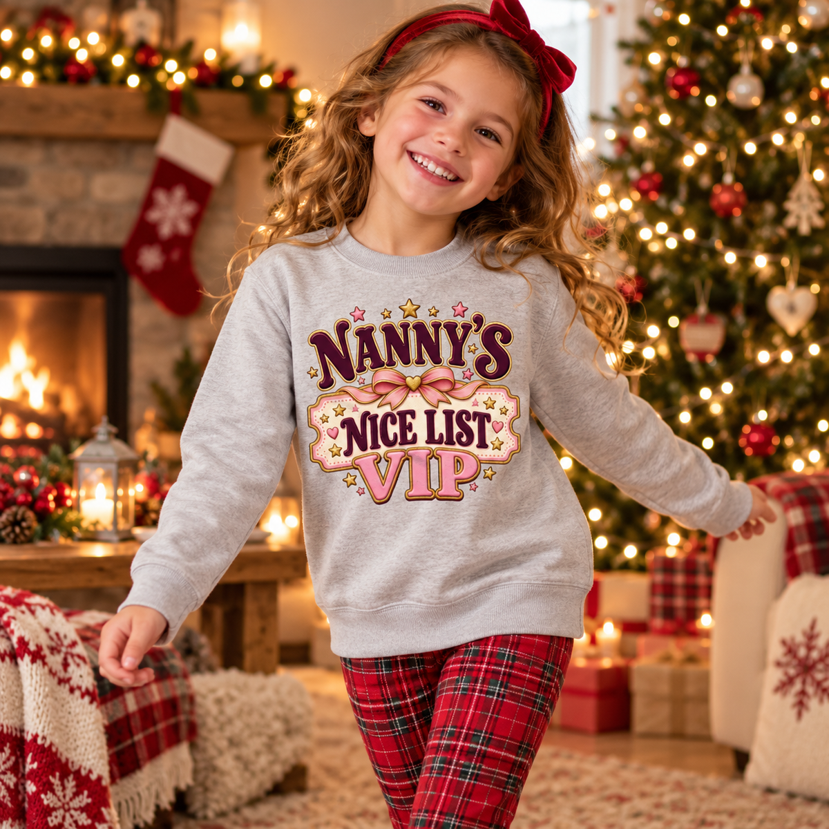 Nannys Nice List VIP in Heather Grey – festive lifestyle photo