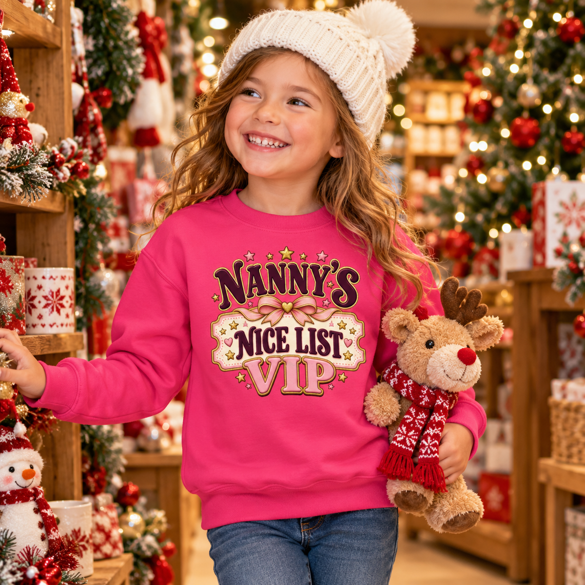Nannys Nice List VIP in Hot Pink – festive lifestyle photo