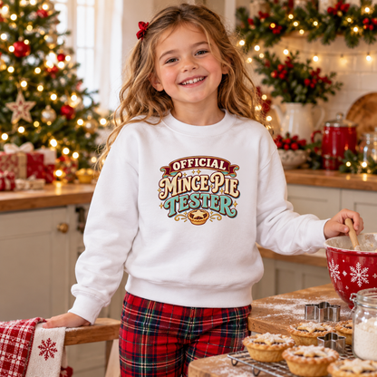 Official Mince Pie Tester in Arctic White – festive lifestyle photo