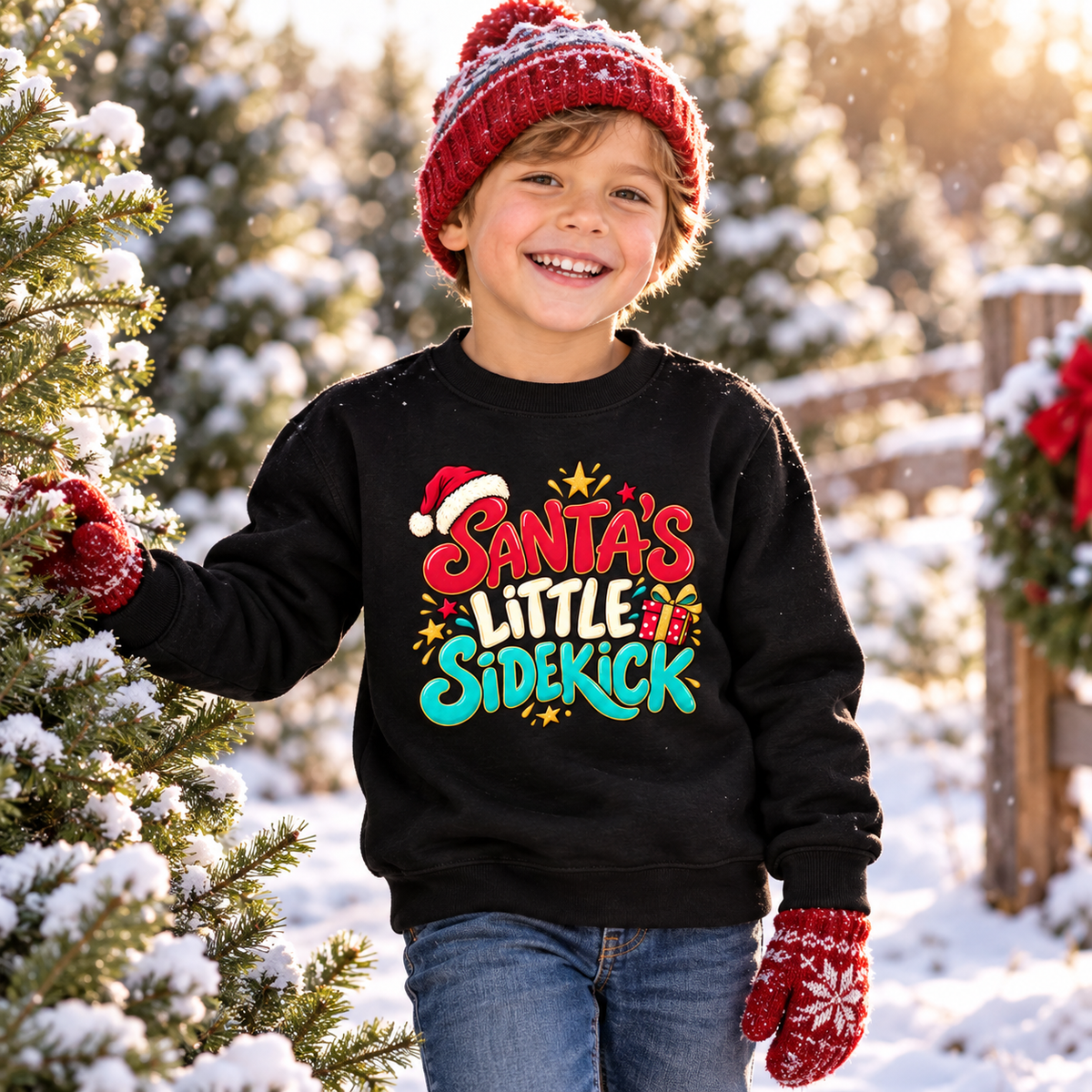 Santas Little Sidekick in Deep Black – festive lifestyle photo