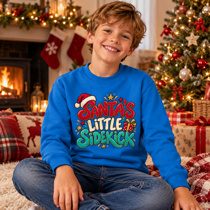 Santas Little Sidekick in Sapphire Blue – festive lifestyle photo