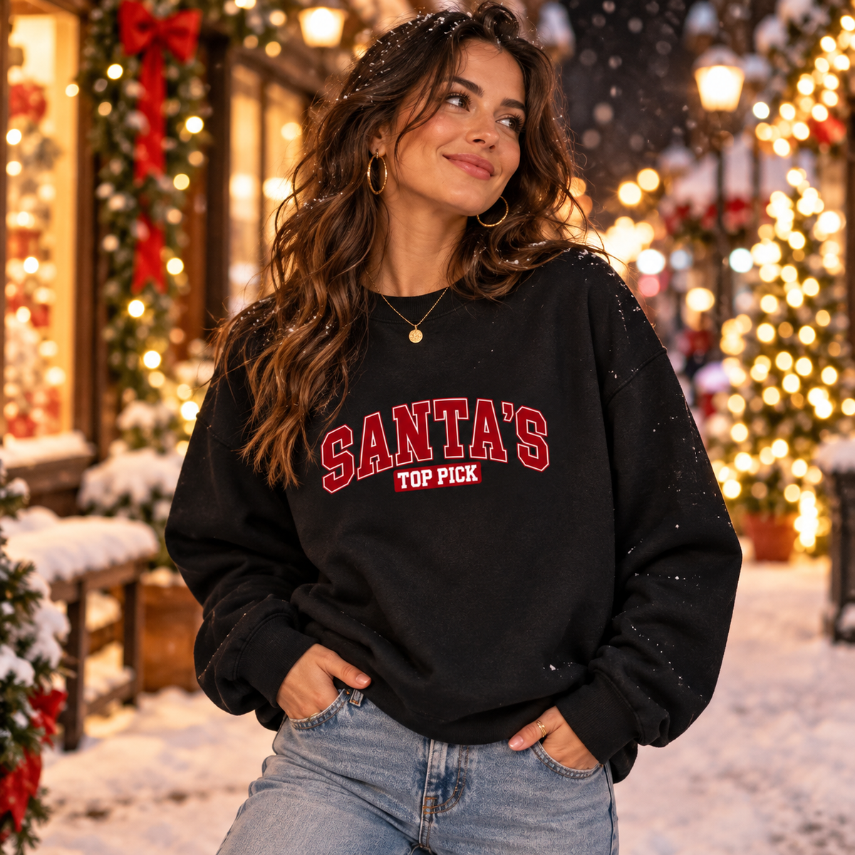 Santas Top Pick in Jet Black – festive lifestyle photo