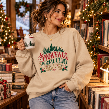 Snowfall Social Club in Nude – festive lifestyle photo