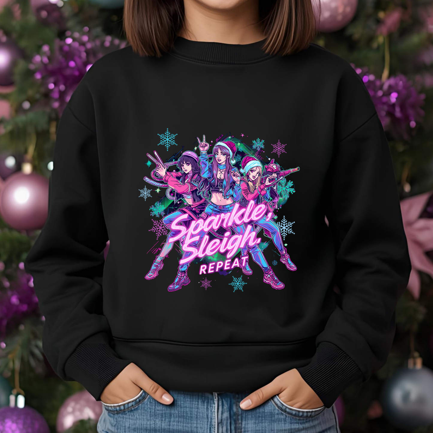 Sparkle, Sleigh, repeat Kids Sweatshirt