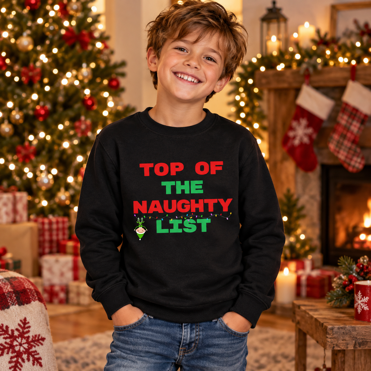 Top Of The Naughty List Christmas Jumper – Funny Festive Gift, lifestyle view 2