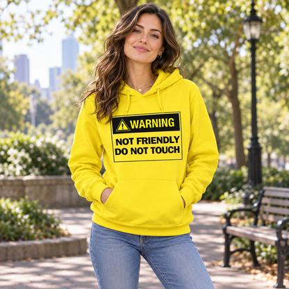 WARNING – DO NOT TOUCH Women's College Hoodie – Funny Slogan Gift for Her, lifestyle view 4